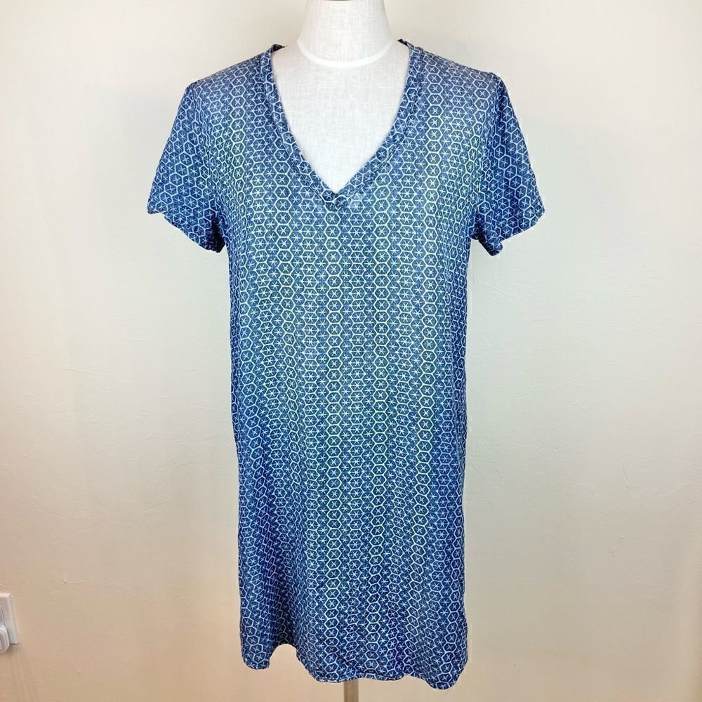 Anthropologie Cloth & Stone Blue Print Shirt Dress